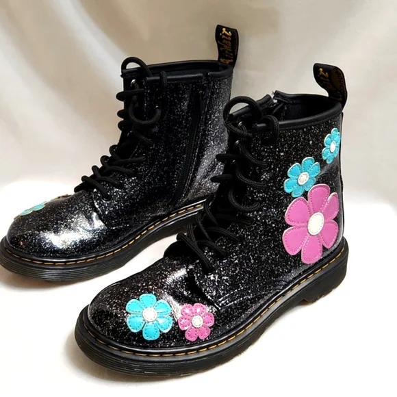 Dr. Martens 1460J Floral Glitter Patent Leather Lace-up boots (size 3) - Picture 2 of 14